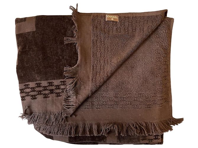 Serviette de plage en coton Chanel Noire - vue 5