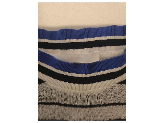 Hugo Boss BOSS Jersey de punto a rayas Castaño Negro Blanco Azul - vista 3