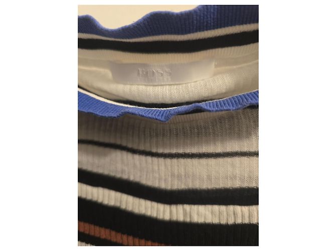 Hugo Boss BOSS Jersey de punto a rayas Castaño Negro Blanco Azul - vista 4