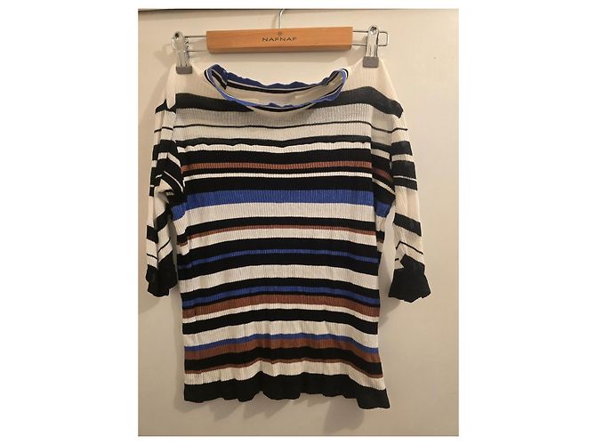 Hugo Boss BOSS Jersey de punto a rayas Castaño Negro Blanco Azul - vista 5