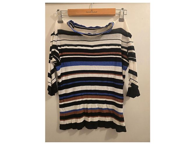 Hugo Boss BOSS Jersey de punto a rayas Castaño Negro Blanco Azul - vista 6