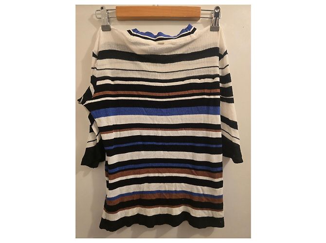 Hugo Boss BOSS Jersey de punto a rayas Castaño Negro Blanco Azul - vista 7