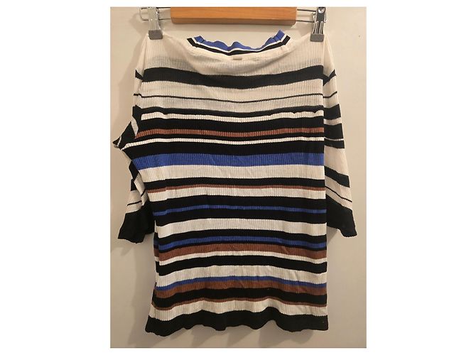 Hugo Boss BOSS Jersey de punto a rayas Castaño Negro Blanco Azul - vista 8