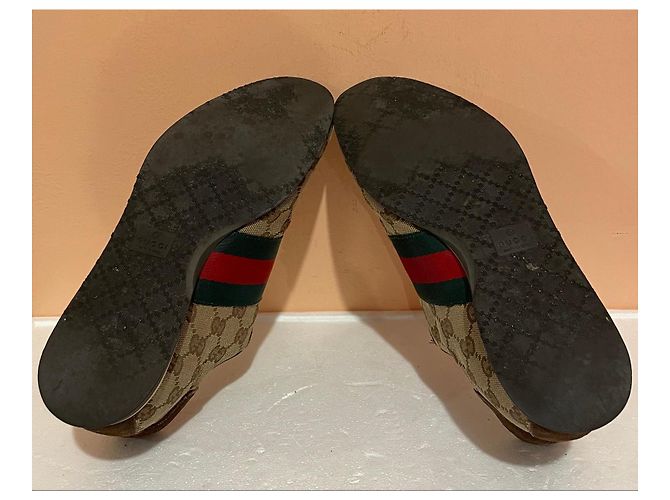 Sneakers Gucci in Tela Monogram con Striscia Web Marrone Multicolore - vista 15