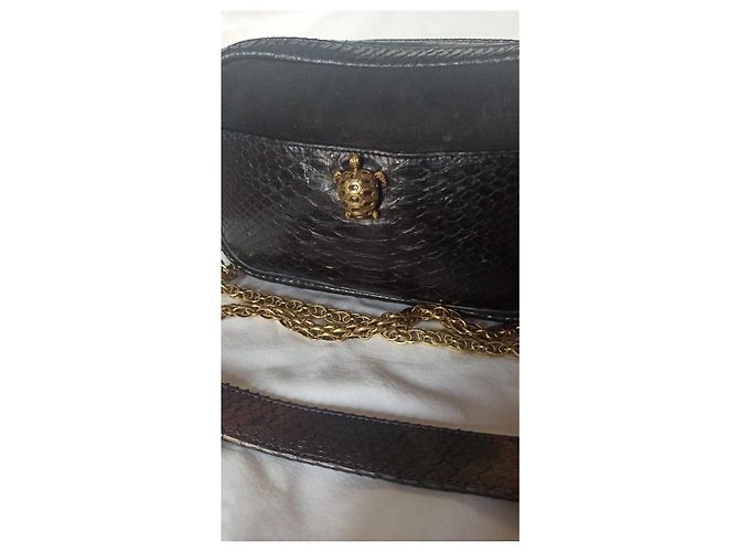 Claris Virot Lily Noir Python Leder Handtasche Schwarz - Ansicht 10