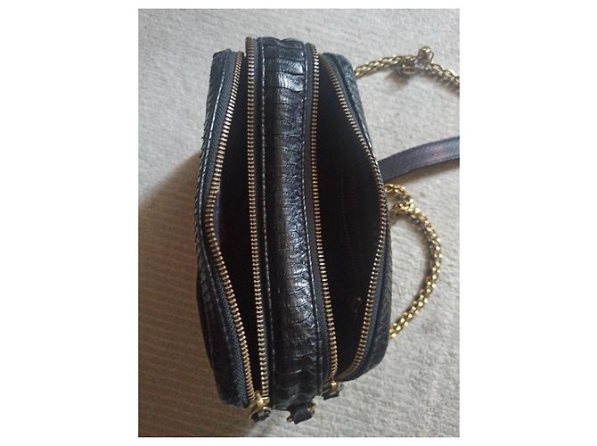 Claris Virot Lily Noir Python Leder Handtasche Schwarz - Ansicht 11