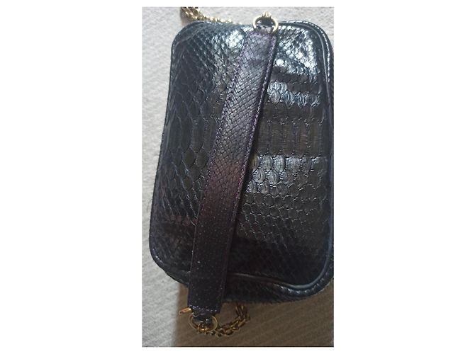 Claris Virot Lily Noir Python Leder Handtasche Schwarz - Ansicht 12