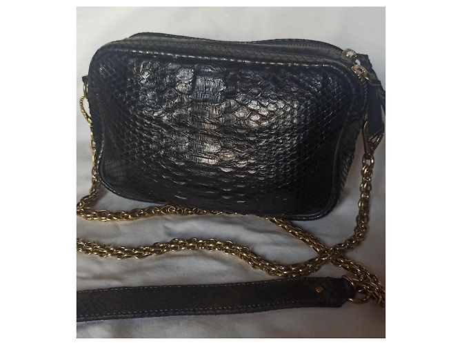 Claris Virot Lily Noir Python Leder Handtasche Schwarz - Ansicht 2