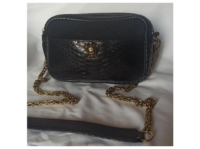 Claris Virot Lily Noir Python Leder Handtasche Schwarz - Ansicht 3