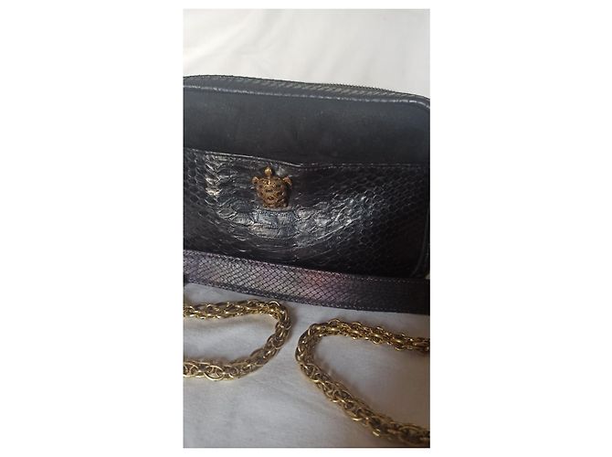 Claris Virot Lily Noir Python Leder Handtasche Schwarz - Ansicht 4