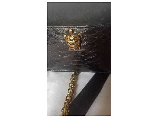 Claris Virot Lily Noir Python Leder Handtasche Schwarz - Ansicht 6