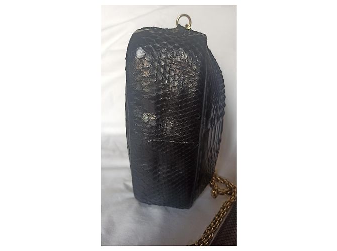 Claris Virot Lily Noir Python Leder Handtasche Schwarz - Ansicht 7