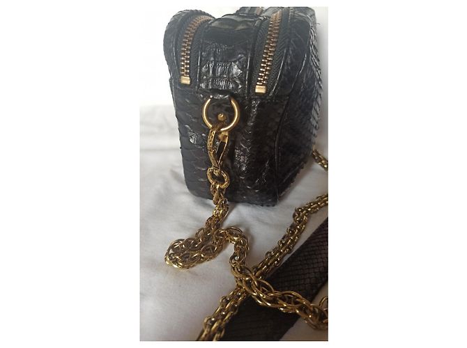 Claris Virot Lily Noir Python Leder Handtasche Schwarz - Ansicht 8