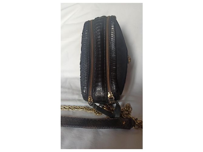Claris Virot Lily Noir Python Leder Handtasche Schwarz - Ansicht 9