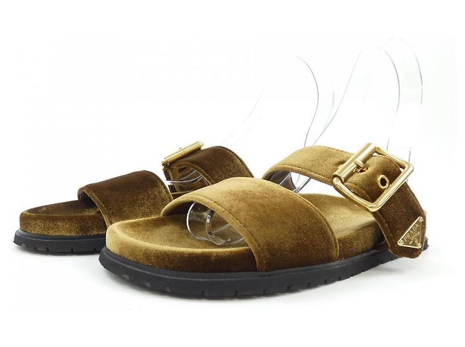 Prada Samt-Sandalen Braun - Ansicht 3