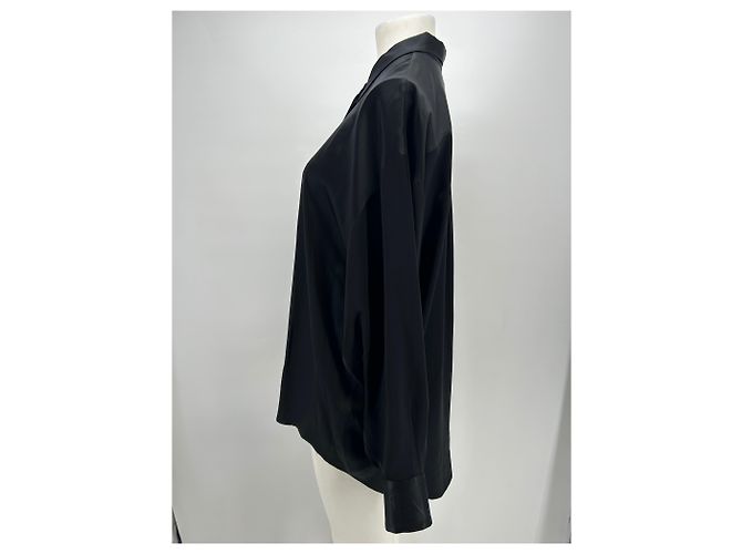 DMN Camicia in raso nera Nero - vista 3