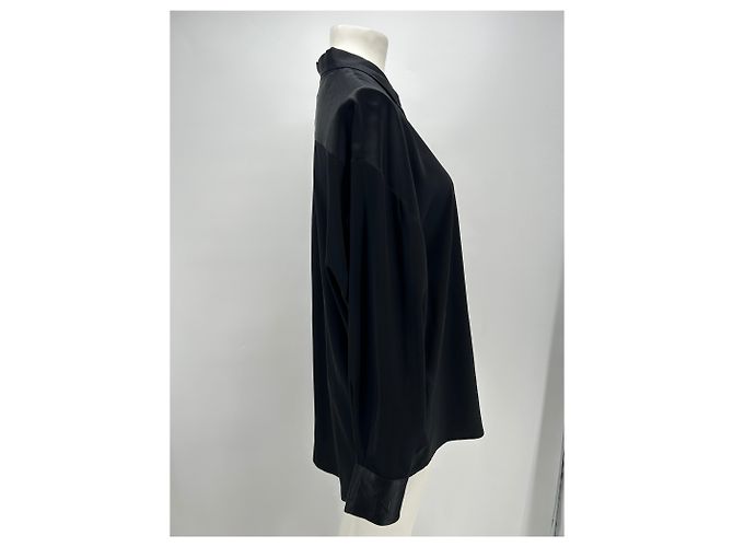 DMN Camicia in raso nera Nero - vista 4
