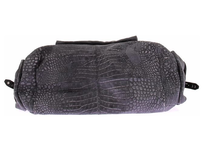 Isabel Marant Borsa in pelle nera e grigia con stampa coccodrillo Nero - vista 6