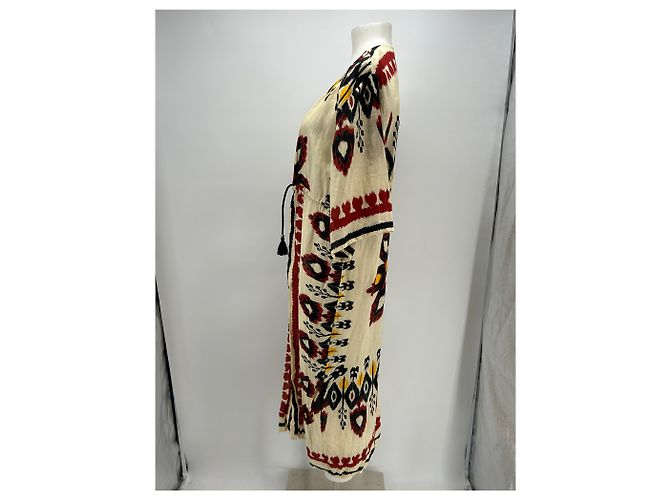 Autre Marque RAFFAELA D'ANGELO Gemusterter Leinen Kimono Rot - Ansicht 3