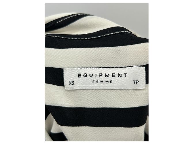 Camicia di seta a righe Equipment Nera XS Nero - vista 7