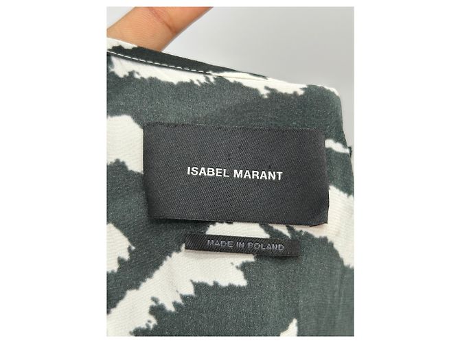 Isabel Marant Seidenkleid Khaki und Weiß Größe 38 - Ansicht 5