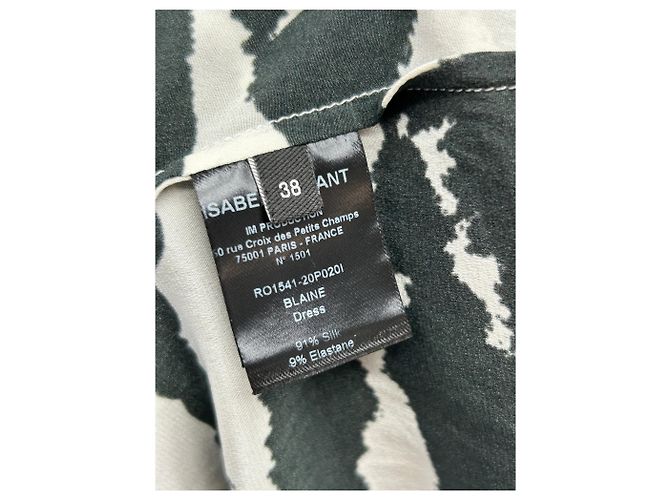 Isabel Marant Seidenkleid Khaki und Weiß Größe 38 - Ansicht 6