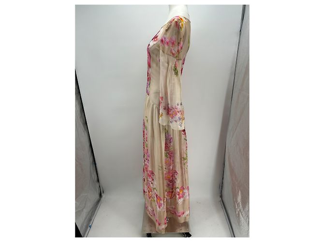 Vestido floral de seda rosa Alberta Ferretti - vista 3