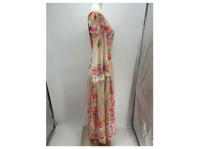Vestido floral de seda rosa Alberta Ferretti - vista 4