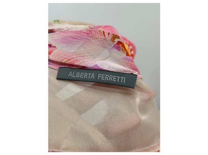 Vestido floral de seda rosa Alberta Ferretti - vista 5