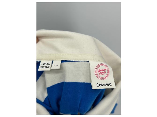 Autre Marque Polo a righe in cotone blu HOTEL GRAND AMOUR - vista 3