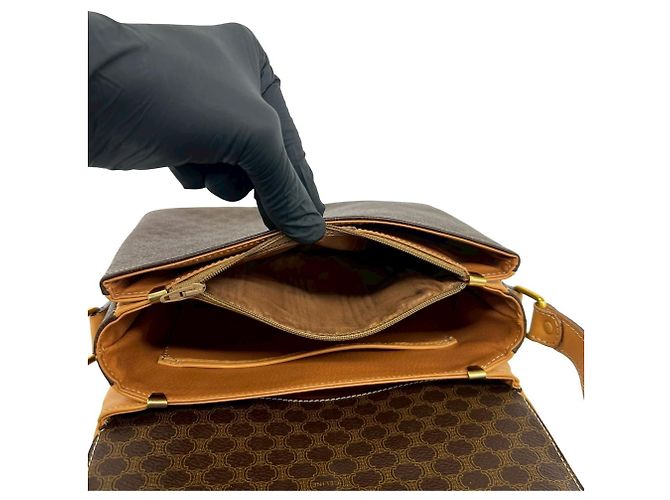 Céline CELINE Vintage Macadam Blazon Triomphe Pattern Leder Schultertasche Braun - Ansicht 10