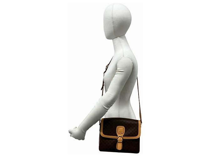 Céline CELINE Vintage Macadam Blazon Triomphe Pattern Leder Schultertasche Braun - Ansicht 2