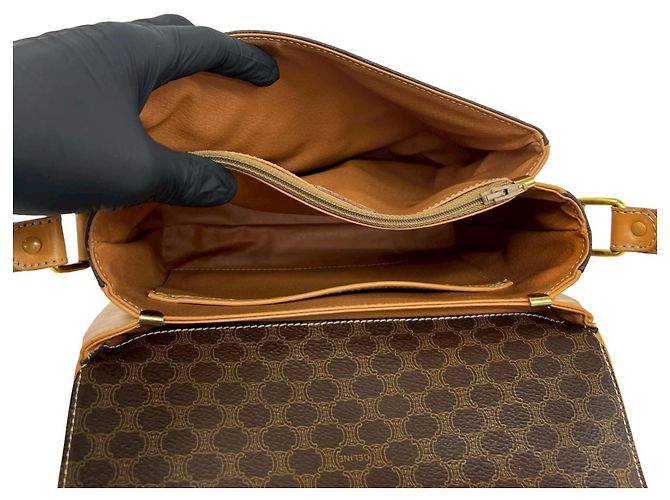 Céline CELINE Vintage Macadam Blazon Triomphe Pattern Leder Schultertasche Braun - Ansicht 9