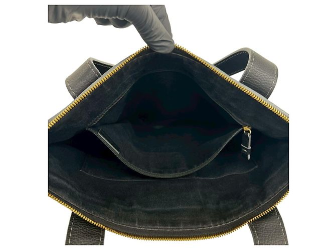 Loewe Anagram Muster Canvas Leder Tote Bag Schwarz - Ansicht 10
