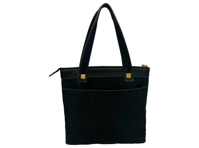 Loewe Anagram Muster Canvas Leder Tote Bag Schwarz - Ansicht 3