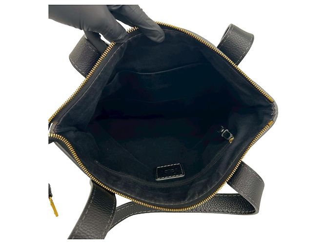Loewe Anagram Muster Canvas Leder Tote Bag Schwarz - Ansicht 9