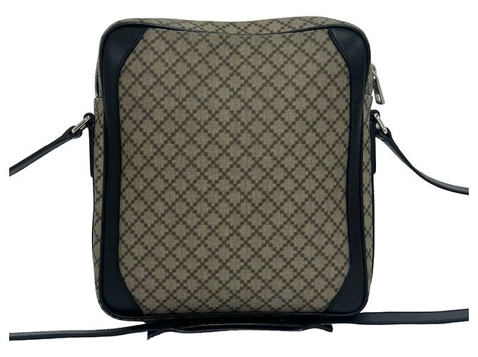 Borsa a tracolla GUCCI Diamante in pelle Nero Beige - vista 3