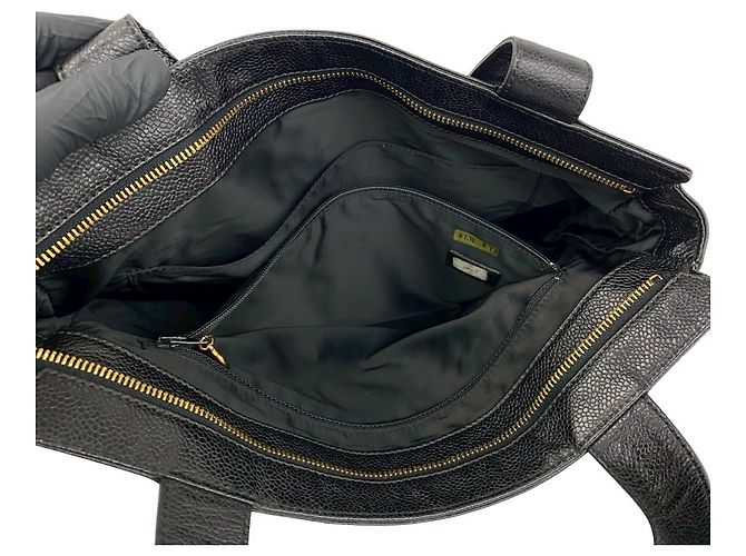 Borsa Tote Chanel in pelle di vitello martellata nera Nero - vista 10
