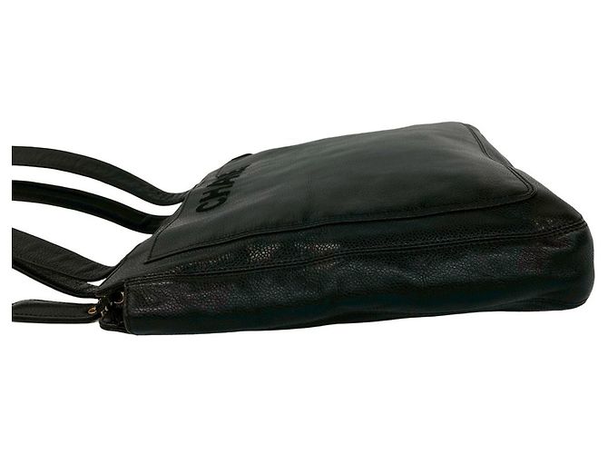 Borsa Tote Chanel in pelle di vitello martellata nera Nero - vista 5