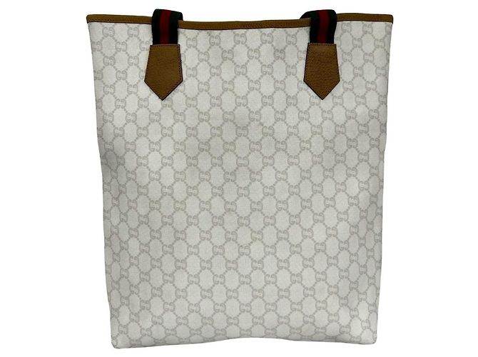Borsa Tote Gucci Vintage Sherry Line Marrone Bianco Rosso Verde - vista 3