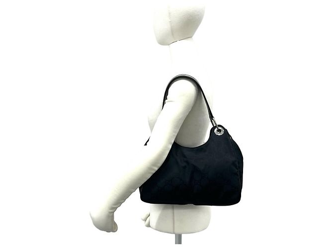 Bolsa de mão Gucci em nylon e couro com padrão GG Preto - vista 2