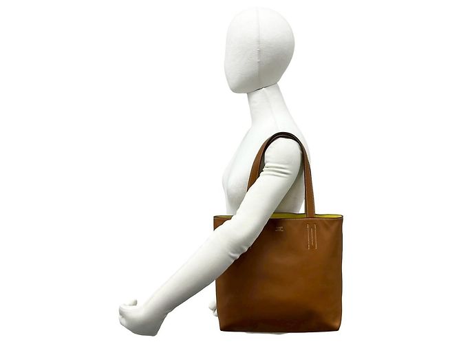 Hermès Borsa Tote Hermes Double Sens 28 Marrone Giallo - vista 3