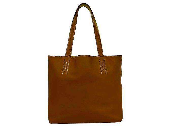 Hermès Borsa Tote Hermes Double Sens 28 Marrone Giallo - vista 4