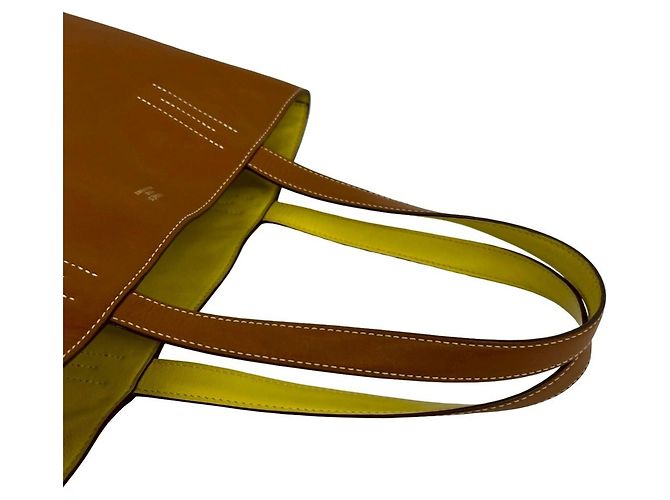 Hermès Borsa Tote Hermes Double Sens 28 Marrone Giallo - vista 5