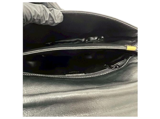Céline Celine Vintage Triomphe Logo Leder Schultertasche Braun Schwarz - Ansicht 9