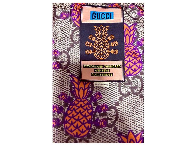 Pantaloncini Gucci Monogramma GG con Ananas Marrone Multicolore Arancione Porpora - vista 4
