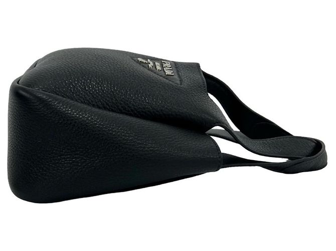 Mini borsa tote Prada Vitello Daino con logo Triangle Nero - vista 6