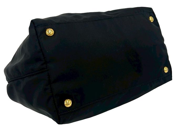 Prada Handtasche mit Logo-Hardware und Bandmotiv Schwarz - Ansicht 7