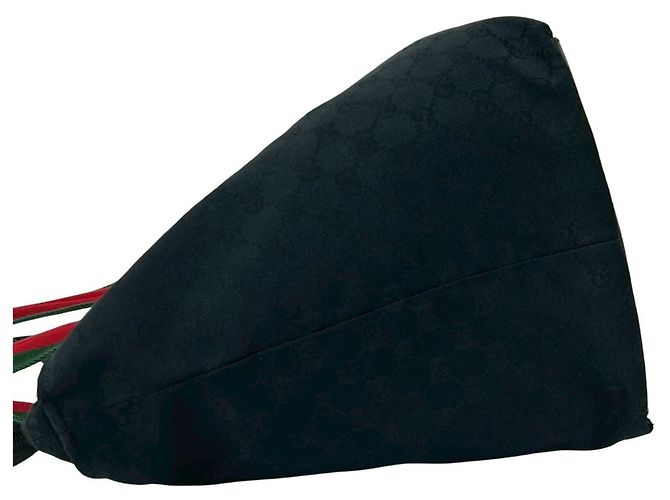 Borsa Tote GUCCI Sherry Line GG Canvas Leather Nero Rosso Verde - vista 5