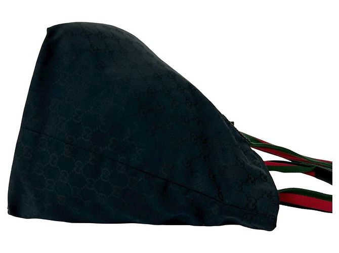 Borsa Tote GUCCI Sherry Line GG Canvas Leather Nero Rosso Verde - vista 6